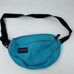 Jansport Fifth Avenue Fanny Pack Turquoise Blue Waist Bag Adjustable Strap 90s